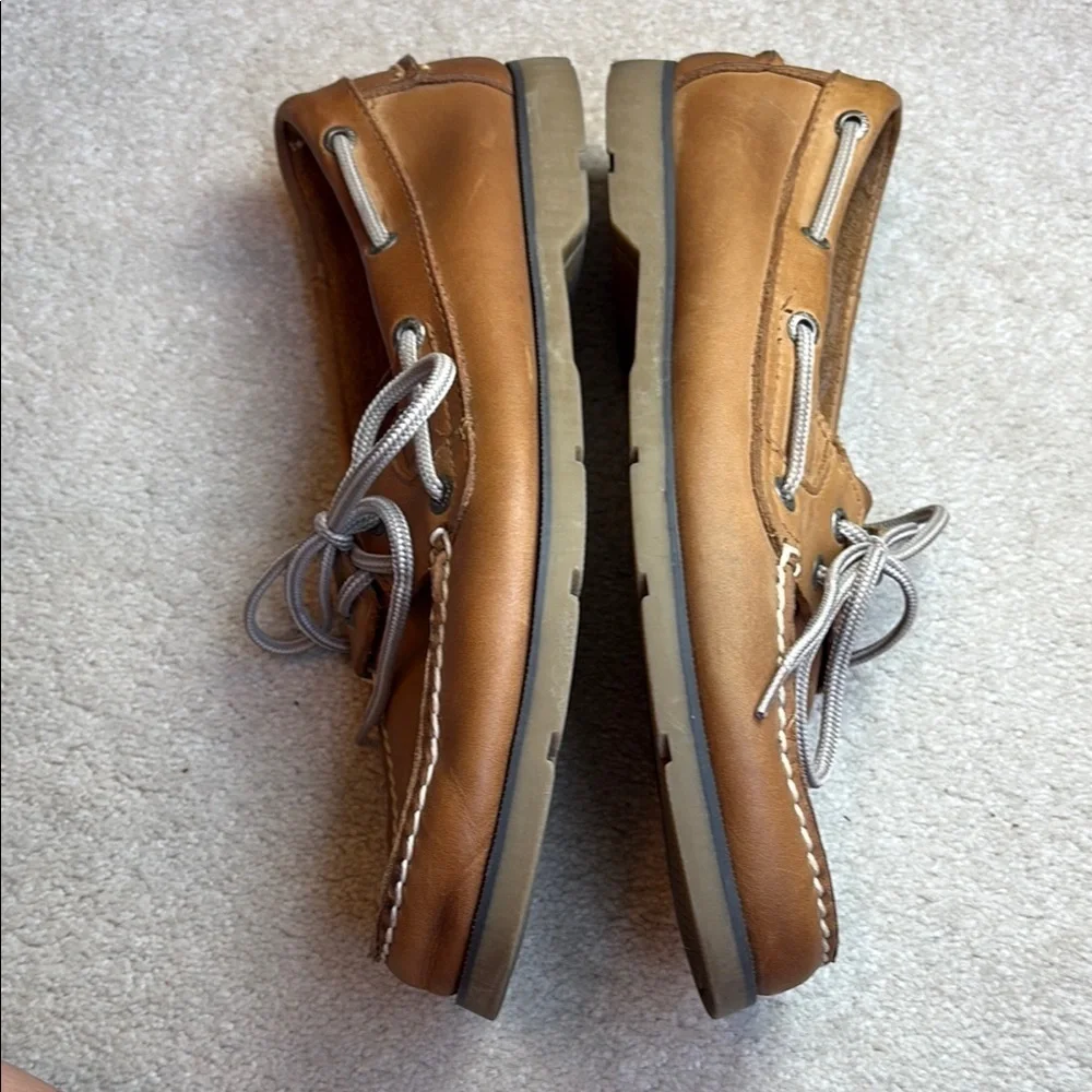 🍿 Sperry Tan leather Boat Shoes with Moccasin Stitching: